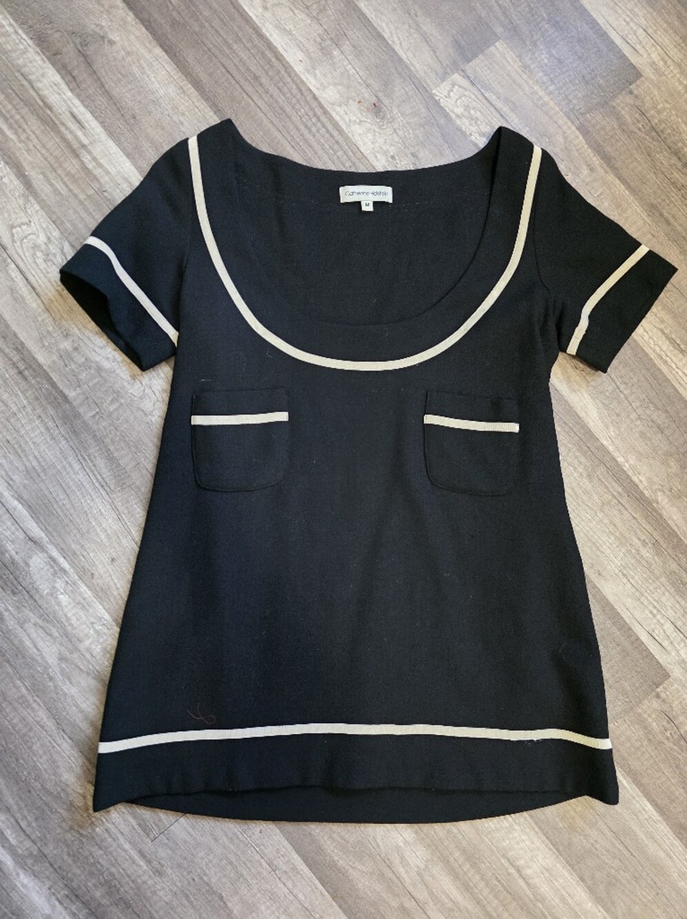 Vintage KHAITE Catherine Holstein Black 90s Y2K Designer Scoop Dress Top Lagen